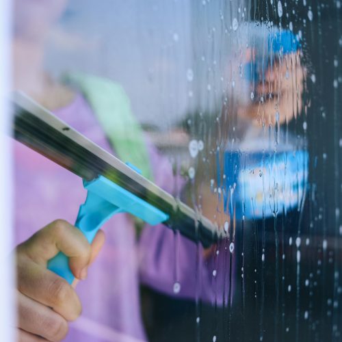 Woman Cleaning Window